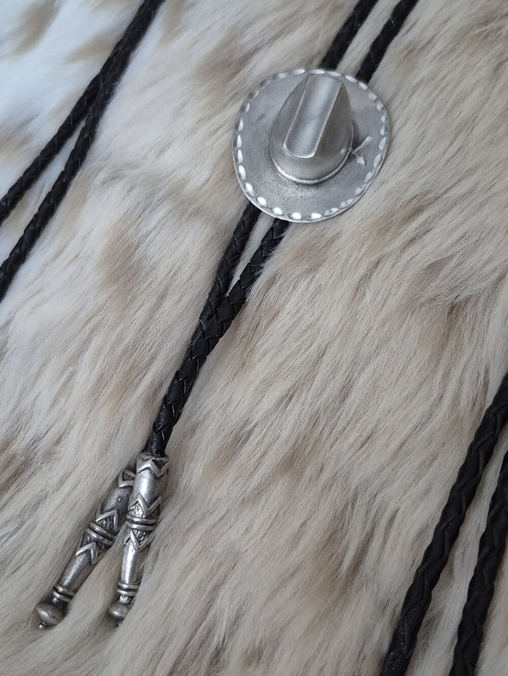 🌙Vintage EGE 1993 Pewter Cowboy Hat Bolo Tie